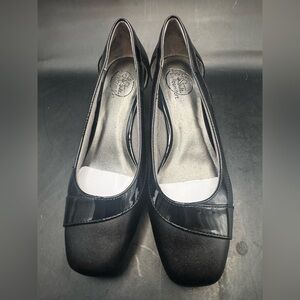 LifeStride Grandeur-Women's Black Genuine & Faux Leather Wedge Heels size 7